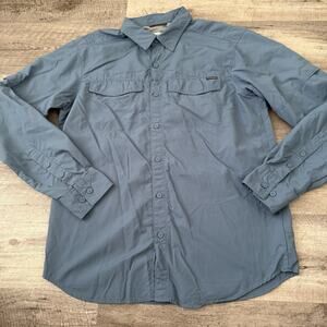 Columbia Fishing Shirt Mens Medium Blue Nylon Omni-Shade Long Sleeve Vented